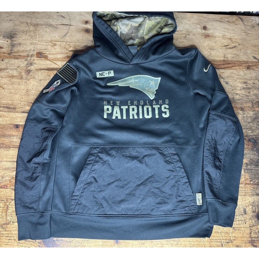 Nike On Field Salute to Service New England Patriots Hoodie Mens M Black NFL